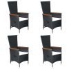 7 pcs conjunto de jantar para jardim vime PE preto - Image 2
