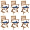 Cadeiras de jardim dobráveis c/ almofadões 6 pcs acácia maciça