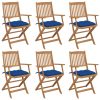 Cadeiras de jardim dobráveis c/ almofadões 6 pcs acácia maciça
