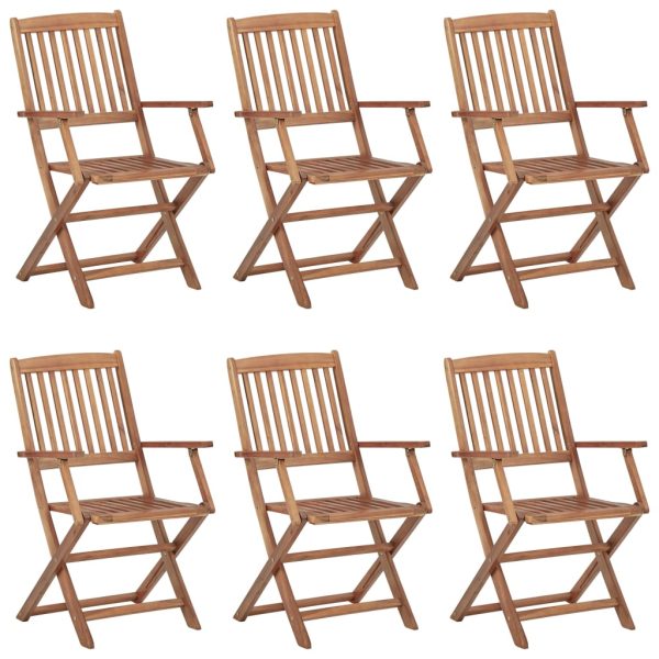 Cadeiras de jardim dobráveis c/ almofadões 6 pcs acácia maciça - Image 2