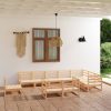 10 pcs conjunto lounge de jardim pinho maciço