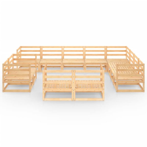 12 pcs conjunto lounge de jardim pinho maciço - Image 2