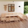 12 pcs conjunto lounge de jardim pinho maciço