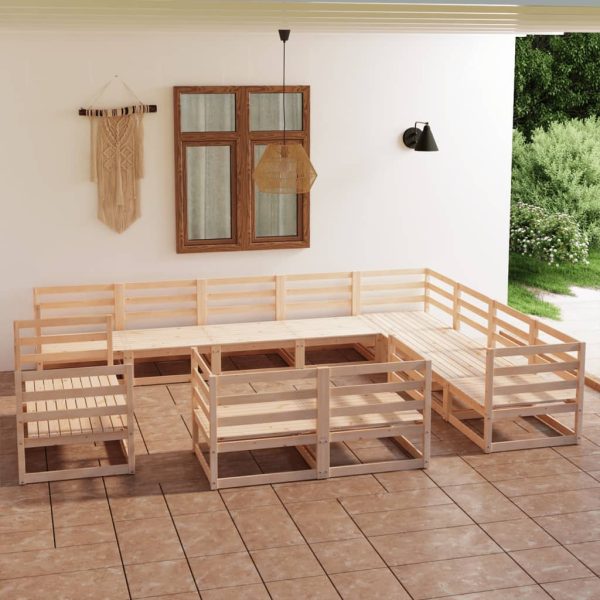 12 pcs conjunto lounge de jardim pinho maciço