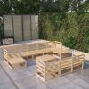 11 pcs conjunto lounge de jardim pinho maciço