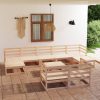 10 pcs conjunto lounge de jardim pinho maciço