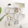 Prateleiras parede cúbicas 4 pcs deriv. madeira branco brilh.