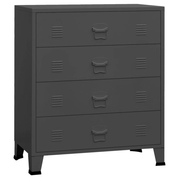 Móvel com gavetas industrial 78x40x93 cm metal antracite - Image 2