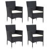5 pcs conjunto de jantar p/ jardim c/ almofadões vime PE preto - Image 2