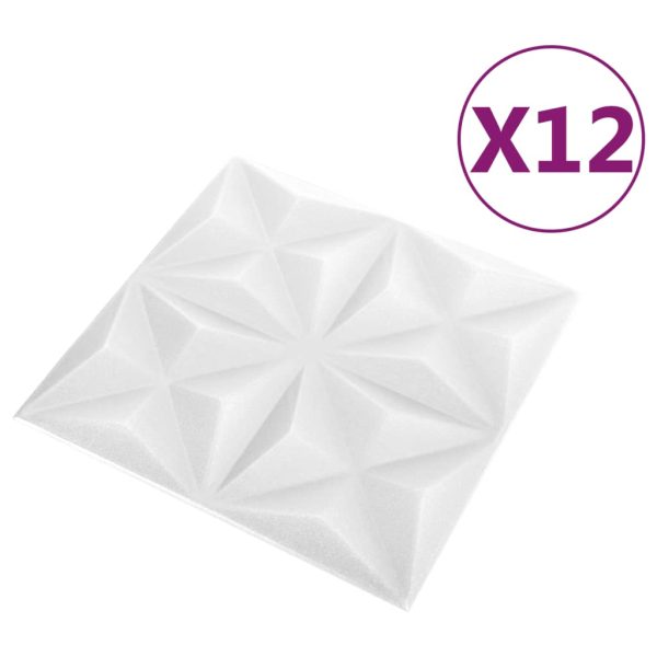 Painéis de parede 3D 12 pcs 50x50 cm 3 m² origami branco - Image 2