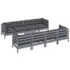 9 pcs conjunto lounge de jardim c/ almofadões pinho maciço - Image 2