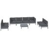 9 pcs conjunto lounge de jardim c/ almofadões pinho maciço - Image 2