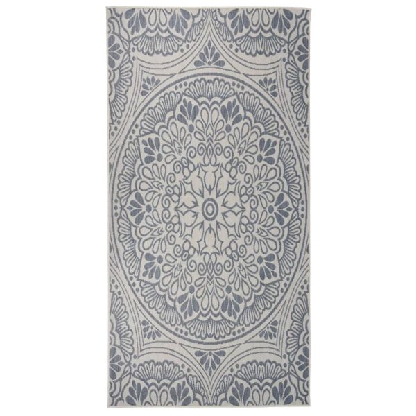 Tapete de tecido plano para exterior 100x200 cm padrão azul