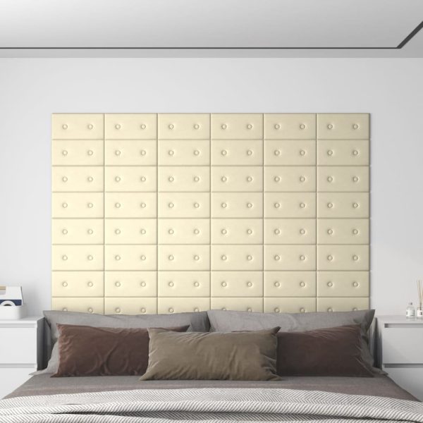 Painel de parede 12 pcs 30x15 cm couro artificial 0,54 m² creme