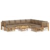 11pcs conj. lounge jardim bambu almofadões cinzento-acastanhado - Image 2