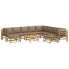 11pcs conj. lounge jardim bambu almofadões cinzento-acastanhado - Image 3