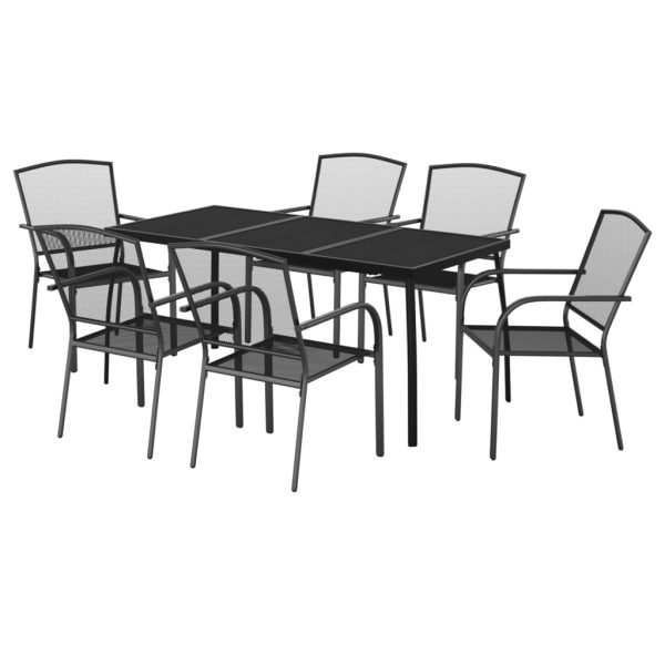7 pcs conjunto de jantar para jardim aço antracite - Image 2