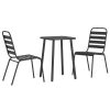 3 pcs conjunto de jantar para jardim aço antracite - Image 2
