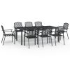 9 pcs conjunto de jantar para jardim aço antracite - Image 2