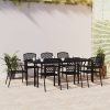 9 pcs conjunto de jantar para jardim aço antracite
