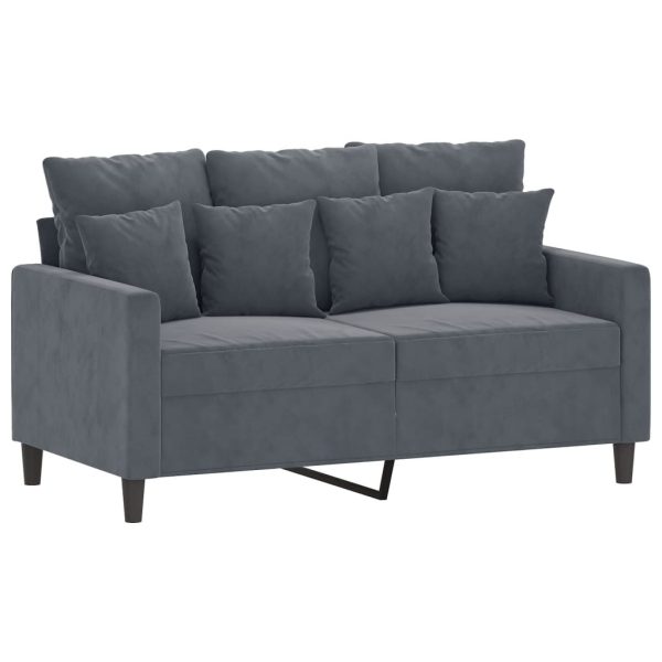 2 pcs conjunto de sofás com almofadões veludo cinzento-escuro - Image 2