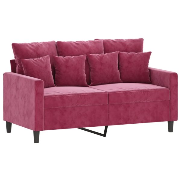 2 pcs conjunto de sofás com almofadões veludo vermelho tinto - Image 2