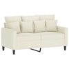 2 pcs conjunto de sofás com almofadões veludo cor creme - Image 2