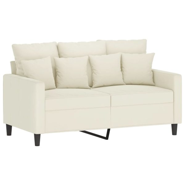 2 pcs conjunto de sofás com almofadões veludo cor creme - Image 2