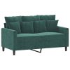 3 pcs conjunto de sofás com almofadões veludo verde-escuro - Image 2
