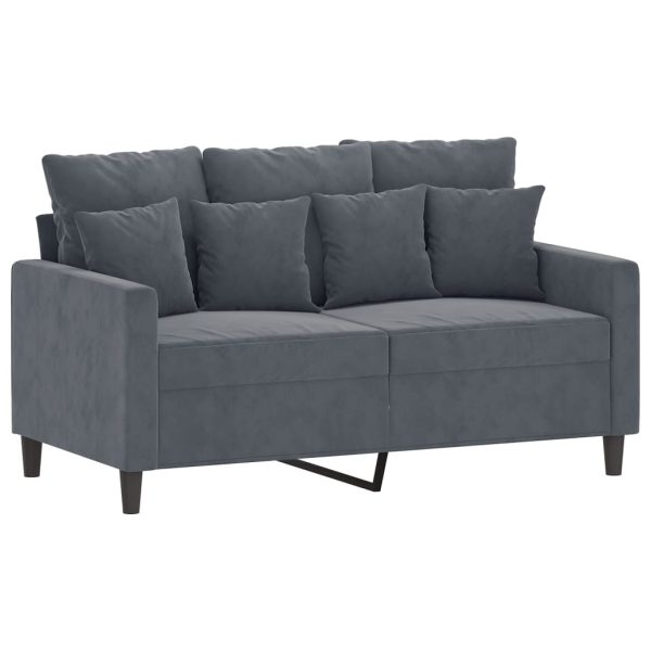 2 pcs conjunto de sofás com almofadões veludo cinzento-escuro - Image 2