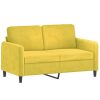 3 pcs conjunto de sofás com almofadas veludo amarelo - Image 2