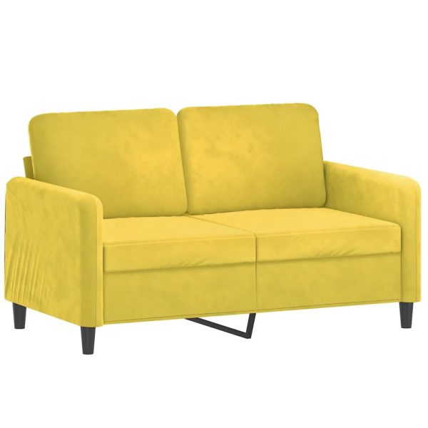 3 pcs conjunto de sofás com almofadas veludo amarelo - Image 2
