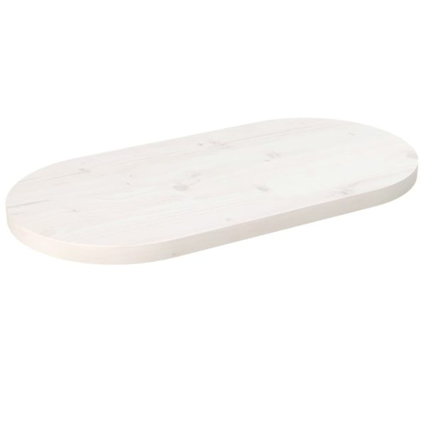 Tampo de mesa oval 70x35x2,5 cm pinho maciço branco