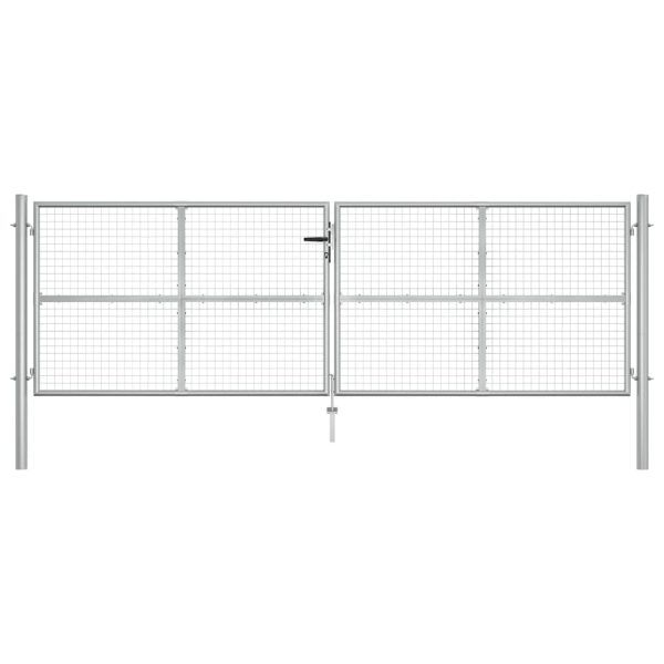 Portão de jardim em aço galvanizado 415x175 cm prateado - Image 2