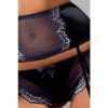 CONJUNTO SEXY NEGRO CON ENCAJE EN TONO MORADO Y GRIS DE TRES PIEZAS NEGRO - Image 3