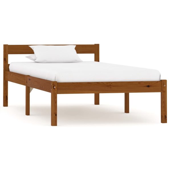 Estrutura de cama 90x200 cm madeira pinho maciço castanho mel