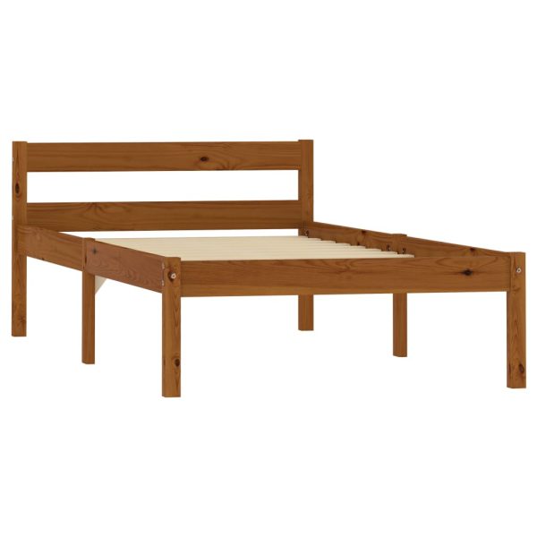 Estrutura de cama 90x200 cm madeira pinho maciço castanho mel - Image 2