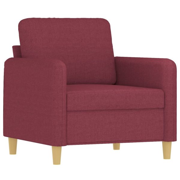 4 pcs conjunto de sofás com almofadões tecido vermelho tinto - Image 2