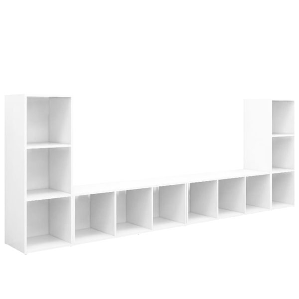 Móveis de TV 4 pcs 107x35x37 cm contraplacado branco - Image 2