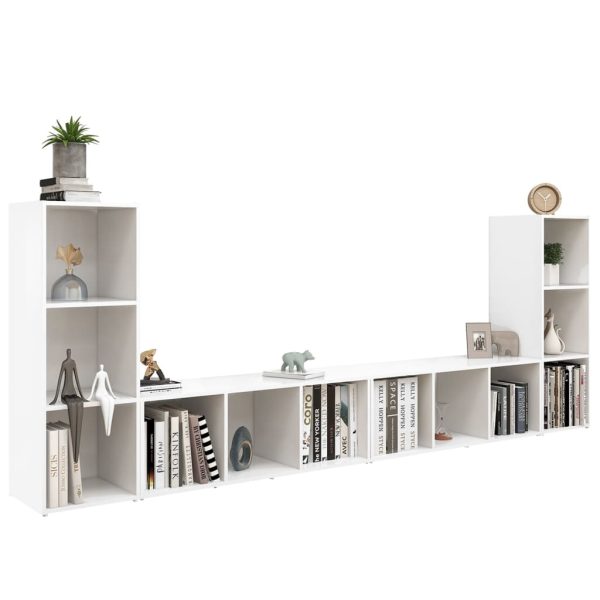 Móveis de TV 4 pcs 107x35x37 cm contraplacado branco - Image 3