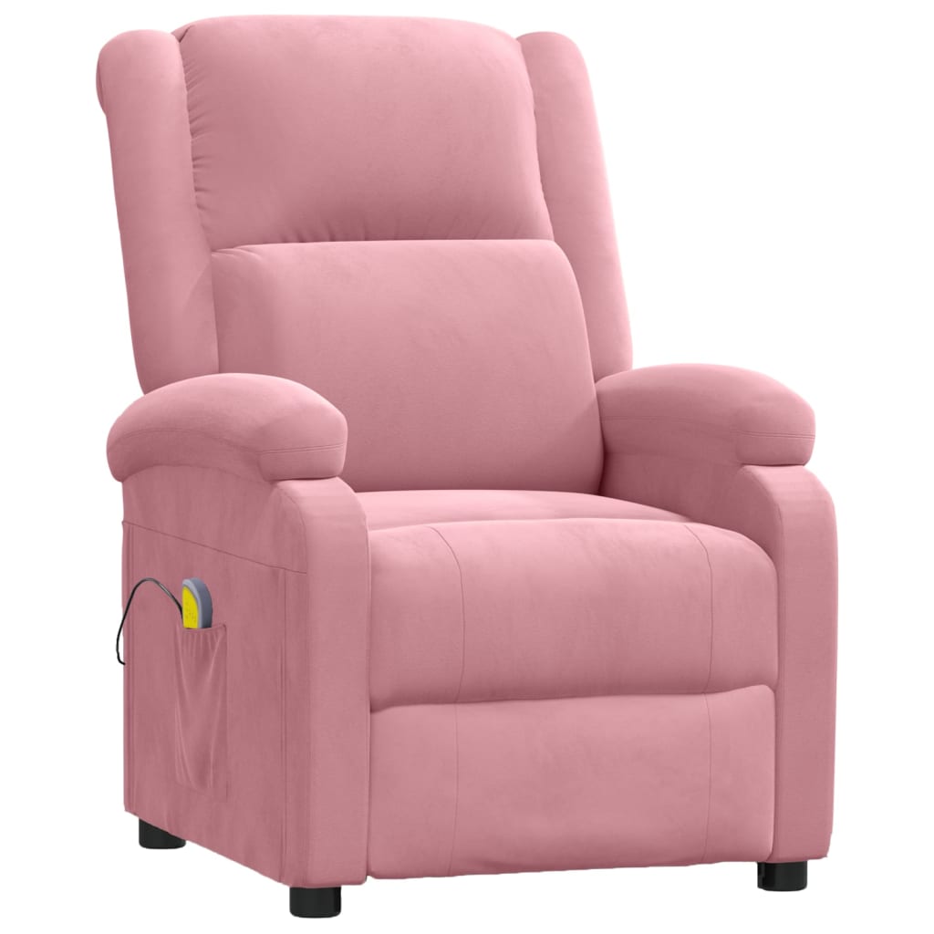 Poltrona de massagens reclinável veludo rosa