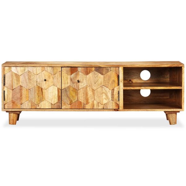 Armário TV madeira de mangueira maciça 118x35x40 cm - Image 3
