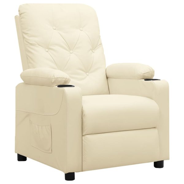 Poltrona reclinável elevatória couro artificial cor creme - Image 2
