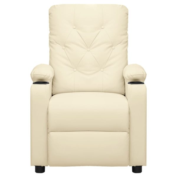 Poltrona reclinável elevatória couro artificial cor creme - Image 3