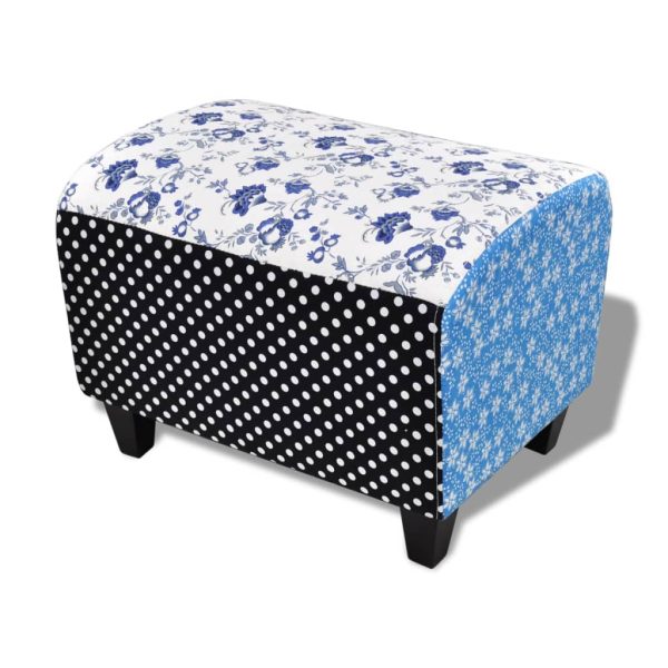 Apoio de pés retalhos azul e branco - Image 2