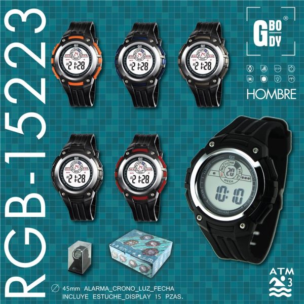 RELOJ G&B LCD HOMBRE C/ESTUCHE - RESISTENTE 30M