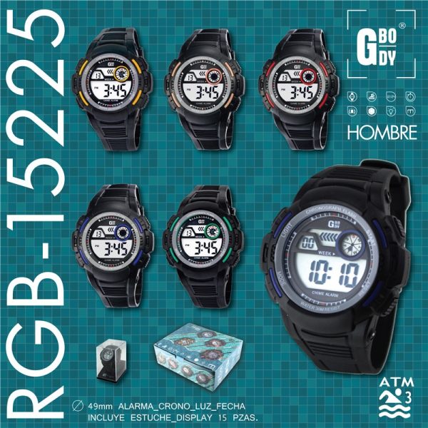 RELOJ G&B LCD HOMBRE C/ESTUCHE - RESISTENTE 30M