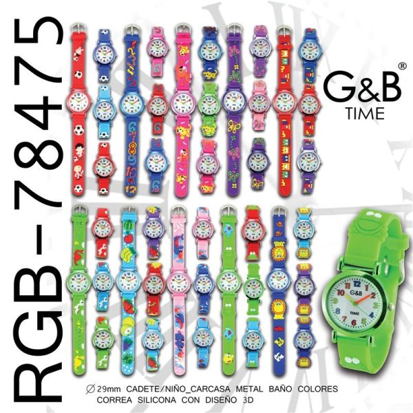 RELOJ GB INFANTIL CORREA 3D + ESTUCHE DE REGALO EP232