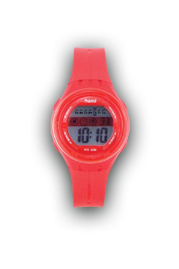 RELOJ SAMI LCD CADETE REDONDO WR50M LUZ 7 COL C/CAJA