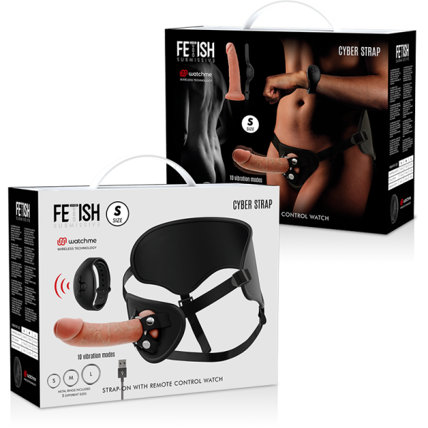 FETISH SUBMISSIVE CYBER STRAP - ARNÊS COM TECNOLOGIA DILDO WATCHME S DE CONTROLE REMOTO - Image 13